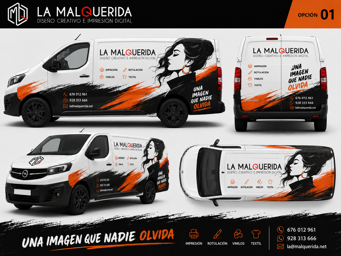 Diseño de rotulación creativa para vehículo comercial de La Malquerida